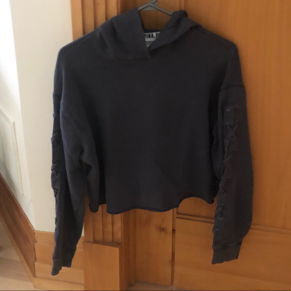 Pink Victoria Secret cropped hoodie